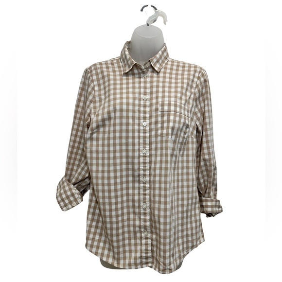 J. Crew Factory Brown and White Checkered Button Down Shirt - Picture 5 of 7